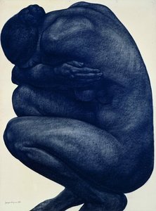 Squatting Female Nude by Georges Dorignac