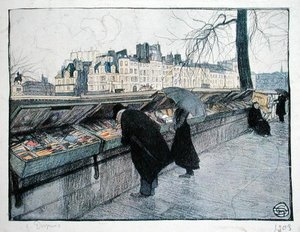Bouquinistes along the Left Bank of the Seine near the Pont-Neuf, Paris