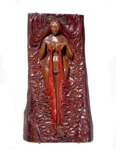Isis Bas Relief in Polychrome Mahogany
