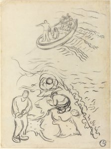 Study for "The Fishermen" with Men Emptying the Nets