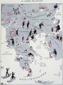 The Balkan War: Map of the War Theatre - in "La Vie Parisienne" of 26/10/1912 by Georges Leonnec