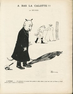 Illustration of Georges Meunier in Le Panache, Royalist Magazine, 20/01/04 - Royalism, Religion Faith - Combes Emile, Devil - Animalisation by Georges Meunier