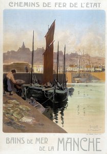 The sea baths of the English Channel (View of the port of Granville) - Poster of the State Railways, by Meunier by Georges Meunier