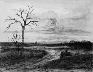Desolate Landscape with Road and Leafless Tree by Georges Michel