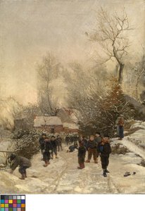Village with Children in the Snow by Georges Reinheimer