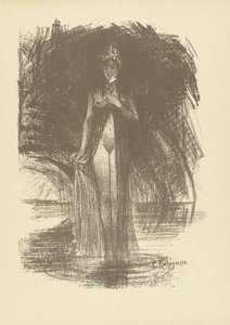 Naked Woman with Flower Standing in Shallow Water as Apparition Apparition L