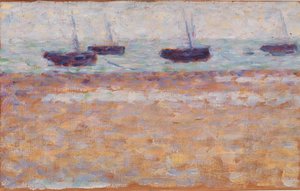 Four Boats at Grandcamp by Georges Seurat