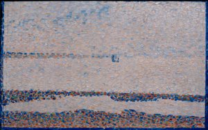 The Beach, a Boat at Gravelines by Georges Seurat