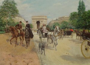 Riders and Carriages on the Avenue du Bois by Georges Stein