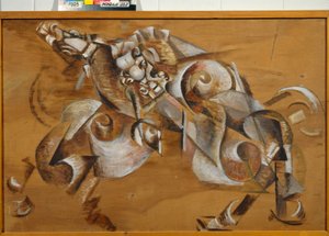 Lion attacking a Horse (1917-1918) by Georgy Bogdanovich Yakulov