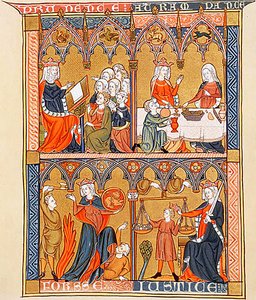 4 Cardinal Virtues from Somme le Roi by Dominican Friar Laurent, c 1290-1300 by Georgia Levan Ramishvili from Tbilisi