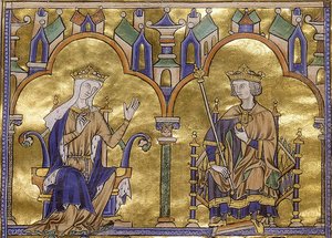 Blanche of Castile and King Louis IX of France, from Toledo Moralized Bible of St Louis, circa 1227-1234 by Georgia Levan Ramishvili from Tbilisi