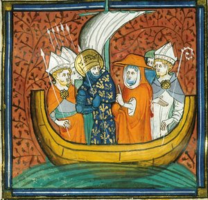 Council on Board Ship, from Chroniques de France ou de St Denis, 14th Century