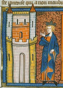 Louis IX in Front of Fortress, from Chronicles of France or St Denis, 14th Century by Georgia Levan Ramishvili from Tbilisi