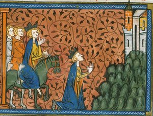 Louis IX on Pilgrimage to Nazareth, from Chronicles of France or St Denis, 14th Century