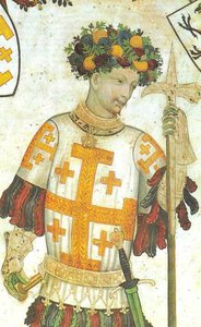 Manfred I of Saluzzo depicted as Godfrey of Bouillon, fresco by Giacomo Jaquerio, 1420 by Georgia Levan Ramishvili from Tbilisi