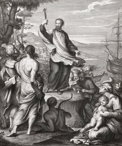 Saint Francis Xavier Preaching by Gerard (after) Edelinck