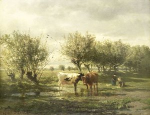 Cows at a Pond by Gerard Bilders (signed by artist)