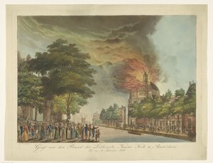 Fire in the New Lutheran Church on the Singel in Amsterdam, September 18, 1822 by Gerard Overman