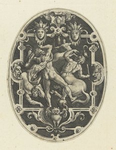 Hercules Fighting the Centaurs (series title: Oval Decorations with the Deeds of Hercules in Grotesques)