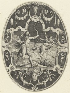 Flat Decoration: Hercules Shooting the Centaur Nessus Who Tries to Abduct Deianira