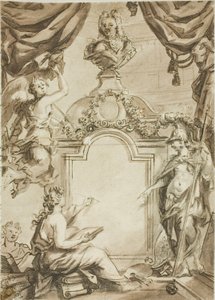 Design for Title Page: Clio Taking Dictation from Minerva by Gerard de Lairesse