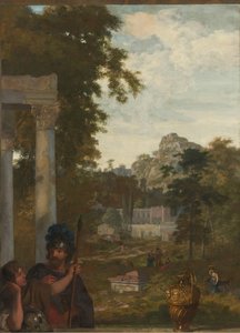 Italian Landscape with Two Roman Soldiers by Gerard de Lairesse
