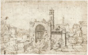 View of the Apse of the Temple of Venus and Roma and the Convent of S. Maria Nova, Rome