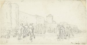 Ice Entertainment at the Zijlpoort in Haarlem by Gerard ter Borch (II)