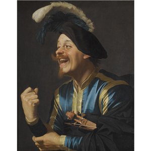Laughing Musician with a Violin Under His Arm by Gerard van Honthorst