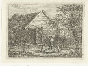 Hunter by a Sod Hut by Gerardus Emaus de Micault