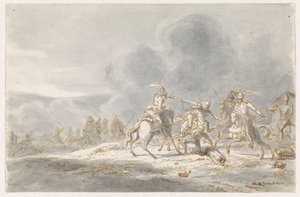 Cavalry Battle by Gerardus Emaus de Micault