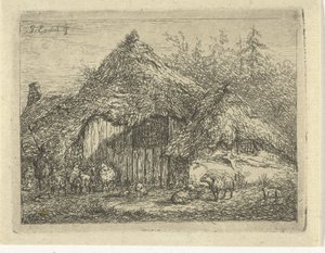Shepherd by a Sod Hut (The Flock of Sheep) by Gerardus Emaus de Micault