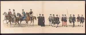 Masquerade of the Leiden Students, 1870 (plate 6) (series title: Costumed Parade Held by the Members of the Leiden Student Corps on June 7, 1870, to Celebrate the 295th Anniversary of the Leiden University, Representing a Visit to Leiden) by Gerardus Johannes Bos