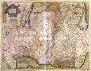 Brescia and Milan, Italy (engraving) by Gerardus Mercator