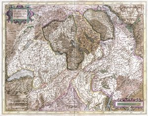 Switzerland (engraving) by Gerardus Mercator