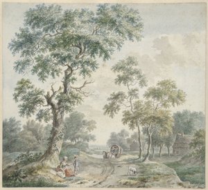 Forest Edge with Farmhouses and a Sandy Path by Gerardus Wieringa