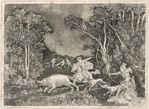 Antique Boar Hunt by Gerhard Janssen