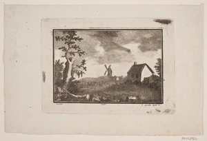 Landscape with House and Mill by Gerhard Ludvig Lahde