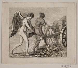 Winged Genius Following a Plowman