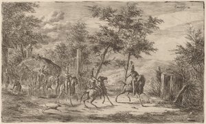 Cavalry and Hay Wagon by Gerhardus Emaus de Micault