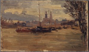 The Seine at Pont des Invalides (Floods of 1910) by Germain Eugene Bonneton