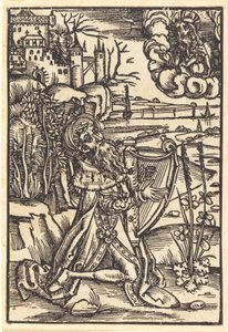 David Playing the Harp by German 15th Century
