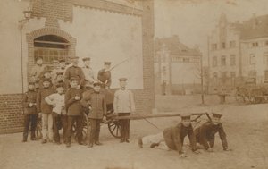 German Soldiers Pulling Carriage by German Photographer