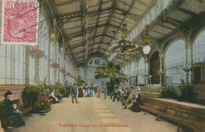 Karlsbad - Inside the Colonnade. Postcard Sent in 1913 by German Photographer