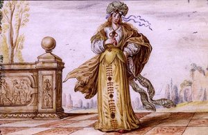 A Bejewelled Allegorical Woman on a Terrace