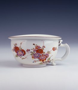 A Bottger bourdaloue of irregular oval form painted in the manner of Johann Ehrenfried Stadler, c.1725