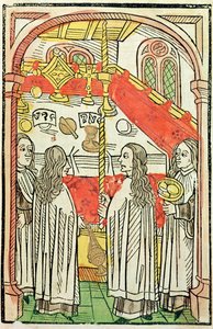 A Greek Orthodox mass at the Council of Constance in 1415, illustration from the Chronicle of the Council of Constance by Ulrich Richental (1378-1437) 1483