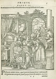 A Woman in Labour, Illustration from Chapter 2, Book 1 of On the Conception and Growth of Man by Rueff, 1587 by German School