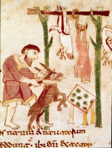 A Butcher Slices a Goat (Miniature, 9th Century)